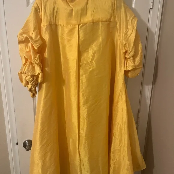 NWT “STAND IN STYLE”  Yellow Button-Up Sheer/LINEN/POLYESTER BLEND Dress 1X - Picture 10 of 11